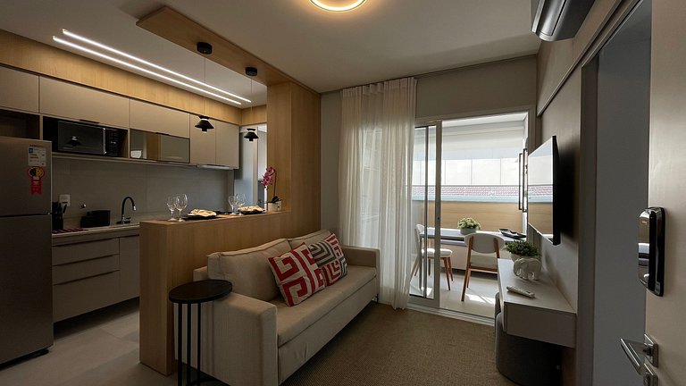 Apartamento com churrasqueira e piscina em Bauru