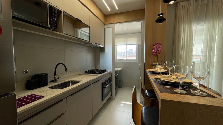 Apartamento com churrasqueira e piscina em Bauru