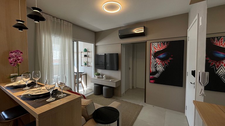 Apartamento com churrasqueira e piscina em Bauru