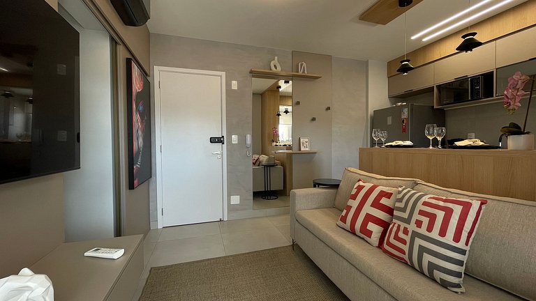 Apartamento com churrasqueira e piscina em Bauru