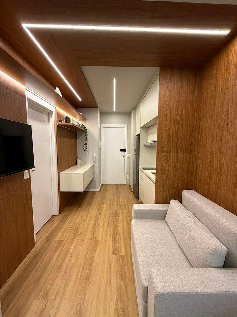 Studio no Paraíso com Sacada e Vista da Cidade